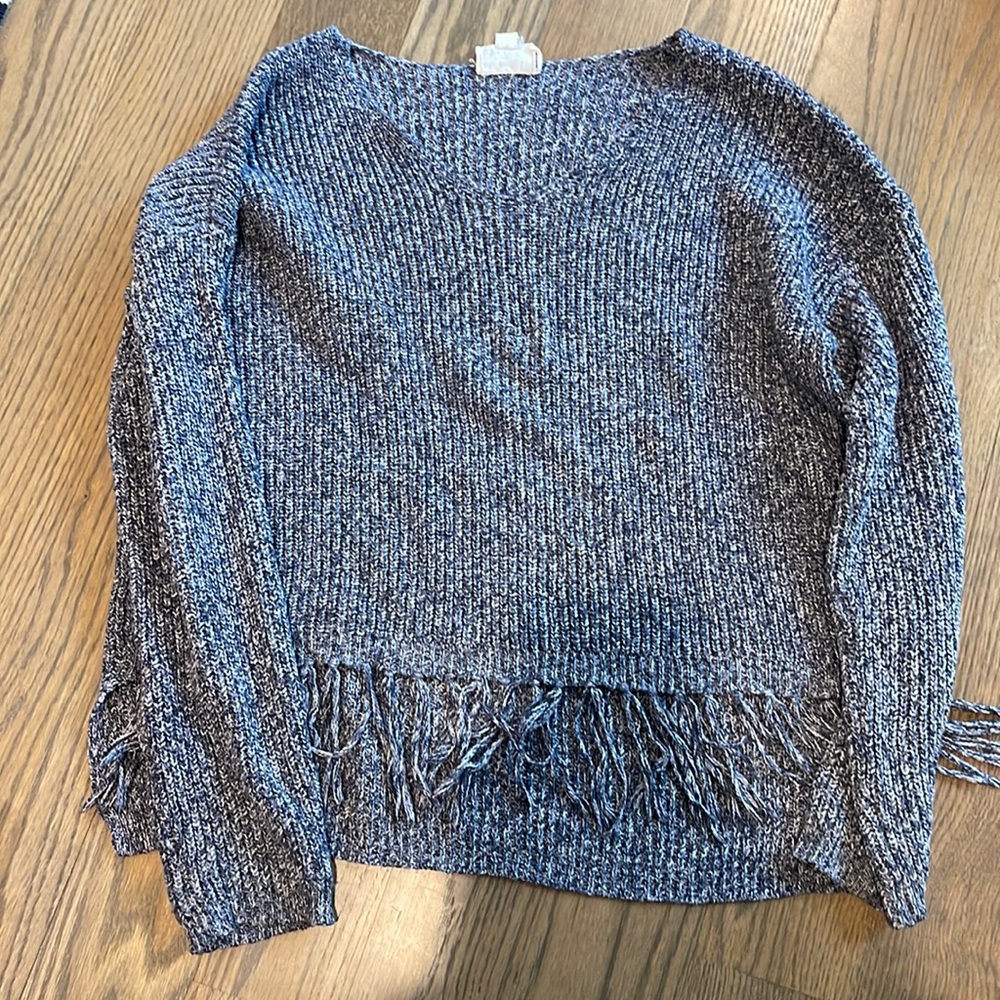 blue v neck sweater